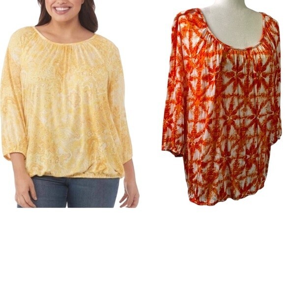 Michael Michael Kors Boxy Loose Fit Top Geo Abstract Colorful Print 3/4 Sleeve - Picture 1 of 16